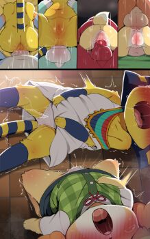 1boy 4boys anal animal_crossing ankha_(animal_crossing) artificial_vagina_with_body character_request dagasi furry furry_female furry_male furry_with_furry hetero highres isabelle_(animal_crossing) multiple_boys nintendo penis sasha_(animal_crossing) sex telepathic_sex uncommon_stimulation vaginal