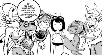 digimon digimon_(creature) digimon_story:_time_stranger fins frog_girl head_fins helmet imminent_penetration junomon kukuruyo minervamon monster_girl ranamon venusmon yuuki_dan yuuki_kanan