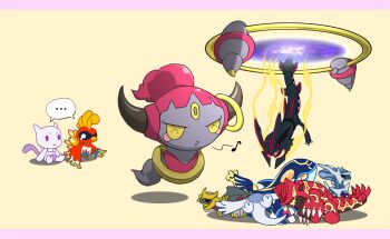 ... bird colored_sclera dialga dragon dragon_tail earrings elyoncat full_body gen_1_pokemon gen_2_pokemon gen_3_pokemon gen_4_pokemon gen_6_pokemon giratina giratina_(altered) groudon ho-oh hoop_earrings hoopa hoopa_(confined) horns jewelry kyogre legendary_pokemon mega_pokemon mega_rayquaza mewtwo multiple_boys mythical_pokemon nintendo no_humans pokemon pokemon_(anime) pokemon_(creature) pokemon_the_movie:_hoopa_and_the_clash_of_ages pokemon_xy_(anime) portal_(object) primal_groudon primal_kyogre rayquaza smile summoning tail whispering wings yellow_sclera