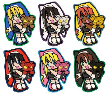 6+boys :3 :d alternate_color anger_vein angry ankle_boots aqua_eyes bare_arms black_boots black_gloves black_hair black_ribbon black_veil black_vest blonde_hair blue_boots blue_eyes blue_outline blue_veil blue_vest boots bridget_(guilty_gear) brown_hair brown_ribbon color_variation cross cross_print dark-skinned_male dark_skin deformed full_body gloves green_eyes green_outline guilty_gear guilty_gear_xx holding holding_stuffed_toy legs_together long_sidelocks multiple_boys neck_ribbon no_pupils nun nyar object_belt official_alternate_color open_mouth outline oversized_object pink_boots pink_veil pink_vest player_2 print_wrist_cuffs purple_eyes purple_outline red_boots red_hair red_ribbon red_veil red_vest ribbon roger_(guilty_gear) shirt short_hair short_hair_with_long_locks sidelocks simple_background sleeveless sleeveless_shirt smile socks standing stuffed_animal stuffed_toy teddy_bear trap turning_head two-sided_veil variations veil vest white_background white_boots white_shirt white_socks white_trim white_veil white_vest white_wrist_cuffs wrist_cuffs yellow_boots yellow_ribbon yellow_veil yellow_vest |_|