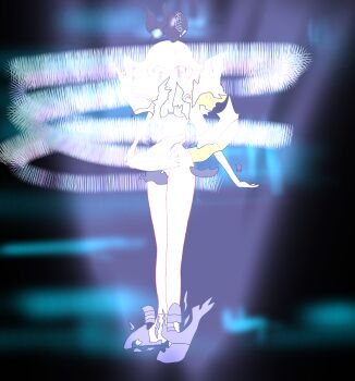 1girl absurdres arms_at_sides baseball_cap bike_shorts black-framed_eyewear black_hat black_shorts bra breasts brown_eyes brown_hair digimon digimon_frontier dissolving_clothes energy eyelashes f20000 facing_viewer female_focus floating_hair full_body glasses hat henshin highres hood hoodie long_hair matching_hair/eyes matching_underwear orange_hoodie original panties shoes short_shorts short_sleeves shorts sidelocks small_breasts sneakers socks spirit_evolution standing torn_clothes training_bra underwear white_bra white_panties white_socks