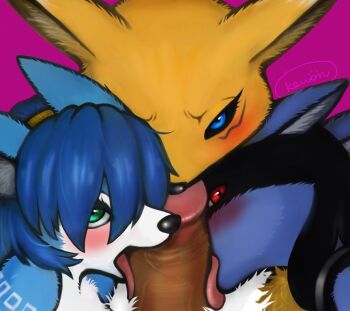 digimon digimon_(creature) fluffy fox_girl fox_tail furry furry_female furry_with_non-furry gen_4_pokemon interspecies kewon krystal lucario nintendo penis pokemon pokemon_(creature) renamon star_fox tail