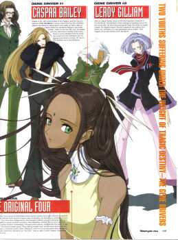 2girls 3boys absurdres bindi choker dark_skin facial_hair for_the_barrel fur glasses gundam highres huge_filesize lalah_sune mobile_suit_gundam multiple_boys multiple_girls mustache scan scarf