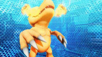 2girls 3d agumon angel angel_and_devil angel_wings angewomon animated animated_gif arm_cannon armor arrow_(projectile) bandai battle blonde_hair bodysuit breasts cannon cape catfight claws demon_girl diablomon digimon digimon_linkz energy english_text epic fangs fighting flying full_armor helmet horns impmon injury ladydevimon long_hair mecha monster multiple_boys multiple_girls multiple_wings omegamon robot smile weapon white_hair winged_helmet wings