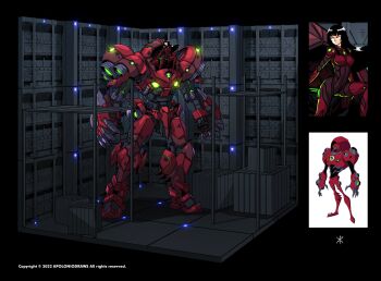 1girl absurdres alien apoloniodraws armor ben_10 ben_10:_omniverse box helmet highres holding holding_unworn_helmet mecha mechanization omnitrix red_armor robot unworn_headwear unworn_helmet waterhazard