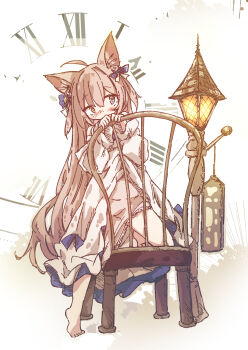 1girl animal_ears barefoot cat_ears chair child chipie_0114 heterochromia original panties solo underwear