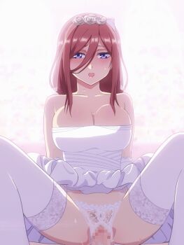 1boy 5girls animated animated_gif bouncing_breasts breasts bridal_veil cleavage clothed_sex dress go-toubun_no_hanayome large_breasts multiple_girls mushiro_(nijie728995) nakano_ichika nakano_itsuki nakano_miku nakano_nino nakano_yotsuba pussy pussy_juice sex thighhighs veil wedding_dress