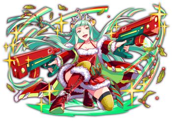 1girl animal_ears anime_coloring artist_request bare_shoulders bear_ears blunt_bangs blunt_ends blunt_sidelocks boots bow braid breasts christmas christmas_ornaments cleavage coat collarbone crash_fever diagonal-striped_ribbon dress dress_bow dual_wielding facing_viewer fishnet_thighhighs fishnets full_body game_cg garter_straps green_bow green_eyes green_ribbon gun hair_ornament hair_ribbon hairclip holding holding_gun holding_weapon hood hood_down hooded_coat knee_boots knees_apart_feet_together lace-up_boots long_hair long_sidelocks looking_at_viewer low-braided_long_hair low-tied_long_hair mistletoe number_tattoo numbered official_art on_one_knee ose_(crash_fever) outline puffy-trimmed_coat puffy-trimmed_dress puffy-trimmed_footwear puffy-trimmed_hood puffy_sleeve_cuffs red_boots red_bow red_coat red_dress red_garter_straps red_outline red_ribbon red_sleeves red_straps ribbon short_dress shoulder_tattoo side_braid sidelocks sleeve_cuffs small_breasts smile solo spaghetti_strap square square_tattoo striped_ribbon tachi-e tattoo thighhighs third-party_source transparent_background two-sided_coat two-sided_fabric two-tone_bow two-tone_ribbon very_long_hair weapon yellow_thighhighs