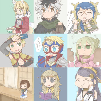 Rule 34 | 4boys, 5girls, animal ears, armor, black hair, blonde hair, blue eyes, commentary request, effie (fire emblem), fire emblem, fire emblem fates, fox ears, fox girl, fox tail, green eyes, hisame (fire emblem), multiple boys, multiple girls, multiple wings, nintendo, nmsk70, odin (fire emblem), ophelia (fire emblem), orochi (fire emblem), percy (fire emblem), pink armor, reina (fire emblem), selkie (fire emblem), shura (fire emblem), tail, white hair, wings