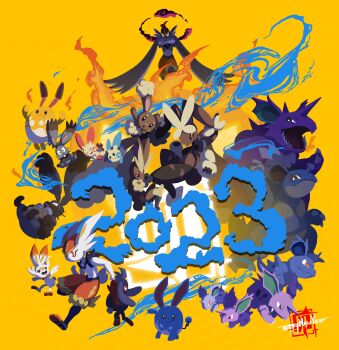 2023 alternate_color azumarill buneary bunnelby chinese_zodiac cinderace crossed_arms diggersby dynamax evolutionary_line fangs fire gen_1_pokemon gen_2_pokemon gen_3_pokemon gen_4_pokemon gen_6_pokemon gen_8_pokemon gigantamax gigantamax_cinderace highres horns kasai_(pixiv24704749) lopunny mega_lopunny mega_pokemon minun nidoking nidoqueen nidoran nidoran_(female) nidoran_(male) nidorina nidorino nintendo no_humans plusle pokemon pokemon_(creature) raboot scorbunny sharp_teeth shiny_pokemon single_horn smile teeth whiskers year_of_the_rabbit