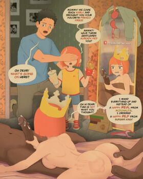 2girls 4boys after_fellatio anger_vein anus black_hair blunt_bangs blunt_ends blush_stickers bob_cut burger_king caught cheating_(relationship) completely_nude covering_another&#039;s_eyes cum cum_in_mouth dark-skinned_male dark_skin daughter_(yoru_mac) denim denim_shorts doggystyle english_text erection father_(yoru_mac) father_and_daughter group_sex hand_on_another&#039;s_ass highres husband_and_wife indoors interracial jbrite large_penis looking_at_another mature_female mcdonald&#039;s mirror mmf_threesome mother_(yoru_mac) mother_and_daughter motherly_netorare multiple_boys multiple_girls netorare nude orange_hair patreon_logo patreon_username penis penis_grab product_girl pussy pussy_juice red_hair reflection sex sex_from_behind short_hair shorts slap_mark surprised threesome uncensored vaginal walk-in watermark web_address wide-eyed yoru_mac