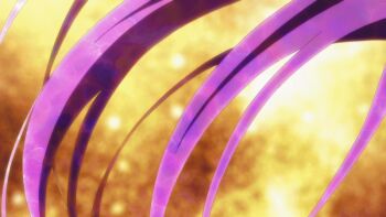 1girl animated animated_gif ass breasts completely_nude convenient_censoring from_behind gold_background hair_censor long_hair macross macross_delta mikumo_guynemer non-web_source nude official_art purple_hair shaded_face solo