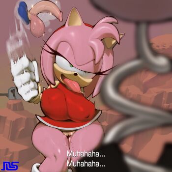 absurdres amy_rose breasts handjob_gesture highres in_heat large_breasts namespace no_panties pussy sega sonic_(series) sonic_heroes sonic_the_hedgehog thick_thighs thighs wet wide_hips