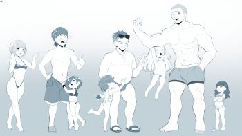 3boys 5girls ^^^ abs absurdres age_difference aged_down animification ass barefoot beanie bikini blunt_bangs born-to-die cartoon_network clothes_pull crocs crossed_arms ed_edd_n_eddy edd_(ed_edd_n_eddy) eddy_(ed_edd_n_eddy) flat_chest gluteal_fold hair_over_eyes hair_over_one_eye hand_in_pocket hat held_up highres lee_kanker loli long_hair looking_at_another looking_at_viewer male_swimwear marie_kanker may_kanker monochrome multiple_boys multiple_girls muscular muscular_male navel nazz one-piece_swimsuit open_mouth polka_dot polka_dot_swimsuit pulling_another&#039;s_clothes sandals sarah_(ed_edd_n_eddy) short_hair shorts shorts_pull side-tie_bikini_bottom smile standing standing_on_one_leg sunglasses_on_head swimsuit tiptoes toes