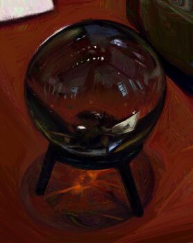 absurdres crystal_ball from_above highres no_humans object_focus original painterly reflection refraction still_life twulfs