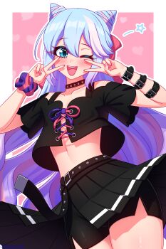 1boy absurdres androgynous black_skirt blue_hair cone_hair_bun drill_hair fire_emblem fire_emblem_engage hair_bun hair_horns highres lukari nintendo pleated_skirt rosado_(fire_emblem) skirt trap