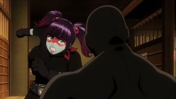 2girls animated anime_screenshot arm_up ascot belt black_leotard blood breasts closed_mouth cowboy_shot curvy defeat dutch_angle female_focus green_eyes hair_bobbles hair_ornament highres humiliation indoors injury kamen_rider kicking large_breasts leotard lipstick long_sleeves looking_ahead makeup moaning multicolored_hair multiple_girls purple_hair red_ascot red_lips ryona saliva shocker_(kamen_rider) short_hair stitched tagme tears third-party_edit toujima_tanzaburou_wa_kamen_rider_ni_naritai twintails two-tone_hair video violence wide_hips yukarisu