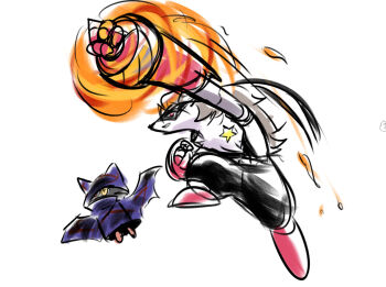 chiropmon digimon digimon_(creature) fire kaban! mask star_(symbol) white_background wolvermon