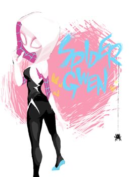 Rule 34 | bug, english text, marvel, mask, nika (happyakuman), oekaki, spider, spider-gwen, spider-man (series), superhero costume, white hood