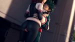 1boy 1girl 3d animated artist_name ass bodysuit boku_no_hero_academia bouncing_breasts breasts brown_eyes brown_hair buttjob cowboy_shot freckles from_behind from_below greatm8 green_eyes green_hair hetero huge_ass jiggle large_breasts looking_back midoriya_izuku moaning outdoors penis short_hair standing thigh_sex torso_grab uncensored uraraka_ochako video sound waist_grab video