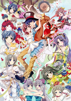 Rule 34 | 00s, 6+girls, alice's adventures in wonderland, armor, blue hair, botan (clannad), cat, clannad, enshinryoku (ticktack), everyone, fujibayashi kyou, fujibayashi ryou, furukawa akio, furukawa nagisa, furukawa sanae, horse, ibuki fuuko, ibuki kouko, miyazawa yukine, multiple girls, okazaki tomoya, sagara misae, sakagami tomoyo, shima katsuki, siblings, sisters, sitting, smile, sunohara mei, sunohara youhei, tree, twins, yoshino yuusuke