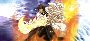 1boy amagai_shuusuke bankai bleach bleach:_brave_souls fire haori japanese_clothes shihakusho zanpakutou