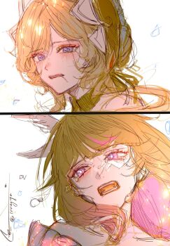 Rule 34 | 2girls, bonnet, brown hair, columbina (genshin impact), crying, eye mask, genshin impact, hair bun, hair ornament, head wings, headdress, highres, innagaja, long hair, long sidelocks, mask, multicolored hair, multiple girls, multiple wings, open mouth, purple streaks, sandrone (genshin impact), see-through clothes, see-through mask, short hair with long locks, sidelocks, streaked hair, tears, two-tone hair, unusually open eyes, white headdress, white mask, white wings, wing hair ornament, wings, x-shaped eyewear