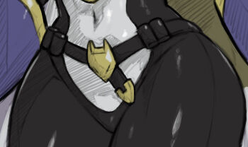 1girl belt black_bodysuit bodysuit commentary_request covered_navel crotch_focus digimon digimon_(creature) grey_background mas_square multicolored_bodysuit sakuyamon simple_background solo thumbnail_collage two-tone_bodysuit white_bodysuit