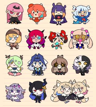 &gt;_&lt; ._. 6+girls :&lt; :3 :d alt_text animal_ears antlers black_hair black_horns black_tiara blonde_hair blue_eyes blue_shoes blush_stickers brown_hair brown_hat ceres_fauna ceres_fauna_(1st_costume) chibi closed_eyes closed_mouth colored_inner_hair commentary dark-skinned_female dark_skin dog_girl animal_nose dog_tail english_commentary eyelashes fins fish_tail full_body fuwawa_abyssgard fuwawa_abyssgard_(1st_costume) gawr_gura gawr_gura_(1st_costume) green_hair grey_hair hair_ornament hairclip hakos_baelz hakos_baelz_(1st_costume) half-closed_eyes hat heterochromia high_heels highres holding holding_magnifying_glass holoadvent holocouncil hololive hololive_english holomyth holopromise horns irys_(hololive) irys_(irys_2.0)_(hololive) koseki_bijou koseki_bijou_(1st_costume) long_hair magnifying_glass ministarfruit mococo_abyssgard mococo_abyssgard_(1st_costume) mole mole_under_mouth mori_calliope mori_calliope_(1st_costume) mouse_ears mouse_girl mouse_tail multicolored_hair multiple_girls nanashi_mumei nanashi_mumei_(1st_costume) nerissa_ravencroft nerissa_ravencroft_(1st_costume) ninomae_ina&#039;nis ninomae_ina&#039;nis_(1st_costume) open_mouth orange_hair ouro_kronii ouro_kronii_(1st_costume) pink_eyes pink_hair pink_shoes purple_hair red_eyes red_hair shark_tail sharp_teeth shiori_novella shiori_novella_(1st_costume) shoes siblings sisters smile sparkling_eyes split-color_hair tail takanashi_kiara takanashi_kiara_(1st_costume) teeth tiara tsukumo_sana tsukumo_sana_(1st_costume) twintails two-tone_hair upper_teeth_only v-shaped_eyes very_long_hair virtual_youtuber watson_amelia watson_amelia_(1st_costume) white_hair yellow_eyes