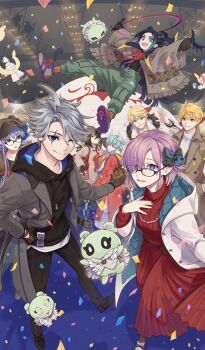 6+boys 6+girls ahoge arthur_pendragon_(fate) arthur_pendragon_(winter_party)_(fate) assassin_(fate/zero) black_eyes black_hair blonde_hair blue_eyes brown_eyes cernunnos_(fate) character_doll coat con_(fate) confetti doll dress fate/grand_order fate_(series) female_assassin_(fate/zero) female_assassin_(winter_party)_(fate/zero) floating glasses gloves green_eyes green_hair grey_hair grin hair_over_one_eye halo hat hildr_(fate) hildr_(winter_party)_(fate) hood hooded_sweater horns isshoku_(shiki) jacket james_moriarty_(ruler)_(fate) james_moriarty_(winter_party)_(fate) kiyohime_(fate) long_hair long_sleeves mash_kyrielight mash_kyrielight_(winter_party) meltryllis_(fate) meltryllis_(winter_party)_(fate) multiple_boys multiple_girls official_art one_eye_closed open_mouth ortlinde_(fate) ortlinde_(winter_party)_(fate) pink_hair purple_eyes purple_hair roland_(fate) roland_(winter_party)_(fate) short_hair smile sweater taisui_xingjun_(fate) taisui_xingjun_(winter_party)_(fate) valkyrie_(fate) xu_fu_(fate) yellow_eyes