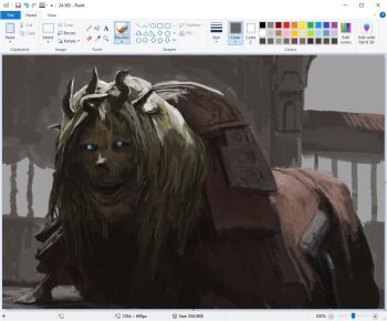 1other art_program_in_frame blue_eyes character_request christian_young commentary copyright_request elden_ring english_commentary horns hunchback long_hair looking_at_viewer microsoft_paint_(medium) microsoft_paint_(software) screencap solo white_hair