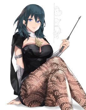 2boys 2girls armlet armor ass black_armor blood blue_eyes blue_hair breasts brown_pantyhose cleavage_cutout closed_mouth clothing_cutout crossed_legs dimitri_alexandre_blaiddyd female_byleth_(fire_emblem) fire_emblem fire_emblem:_three_houses garreg_mach_monastery_uniform hair_between_eyes highres j@ck jewelry lace lace-trimmed_legwear lace_pantyhose lace_trim looking_at_viewer multiple_boys multiple_girls nintendo nosebleed pantyhose pantyhose_under_shorts patterned patterned_clothing pink_lips print_legwear print_pantyhose short_sleeves shorts sitting solo_focus thighs turtleneck vambraces