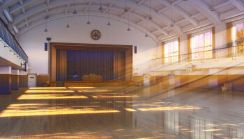 3d alcohol door food highres indoors no_humans original scenery school sitai_xiii sunset watermark window