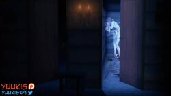 1boy 1girl 3d :o abs against_wall animated arched_back artist_name barefoot bedroom bent_over blunt_bangs blush breasts brown_hair clothed_female_nude_male cum cumdrip ejaculation fern_(sousou_no_frieren) hetero indoors kiss koikatsu_(medium) large_breasts long_hair multiple_views netorare night nose_blush nude panties penis ponytail purple_eyes purple_hair rolling_eyes see-through_clothes sein_(sousou_no_frieren) sex sex_from_behind short_ponytail sousou_no_frieren staff standing standing_sex stark_(sousou_no_frieren) testicles tiptoes underwear video yuukis