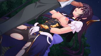 Rule 34 | 1boy, 1girl, breasts, breasts out, censored, cum, cum on body, cum on breasts, cum on clothes, cum on hair, cum on upper body, dutch angle, facial, female masturbation, fingering, game cg, genseishinki sacred virth, gloves, hetero, kneeling, large breasts, large variant set, long hair, magical girl, masturbation, masturbation through clothes, mosaic censoring, night, nipples, non-web source, official art, open mouth, outdoors, panties, panties under pantyhose, pantyhose, penis, ponytail, purple eyes, pussy juice, red eyes, sacred noire, sky, solo focus, star (sky), starry sky, torn clothes, torn pantyhose, underwear, variant set, wet, wet clothes, wet panties, white gloves, yuugure pairo, yuuki setsu