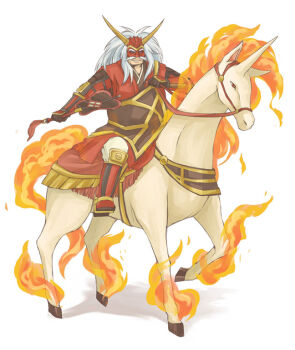 Rule 34 | armor, bridle, fake horns, fan, gen 1 pokemon, hand fan, horned headwear, horned mask, horns, japanese clothes, mask, nintendo, pokemon, pokemon conquest, rapidash, saddle, sengoku musou, smile, takeda shingen (sengoku musou), tessen, war fan, white background