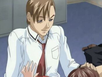 00s 1boy 2005 2girls animated animated_gif bible_black bible_black_only bow bowtie breasts breasts_out brown_hair changing_room cooperative_fellatio fellatio glasses kobayashi_shinobu large_breasts licking licking_penis multiple_girls necktie nonogusa_miyuki one-piece_swimsuit oral penis red_hair school school_swimsuit shirt short_hair sitting spread_legs swimsuit tagme teamwork_(sexual) testicle_grab testicles tongue white_shirt