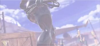 1girl 3d animated animated_gif ass bodysuit breasts capcom cleavage female_focus final_fight game_screenshot huge_ass large_breasts latex latex_bodysuit mod poison_(final_fight) skin_tight solo street_fighter street_fighter_v subtitled walking