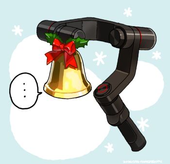 ... akai_sashimi artist_name bell bow christmas commentary dated handheld_gimbal holly no_humans object_focus original pun red_bow spoken_ellipsis