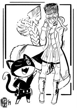 10s 1boy 1girl code_vein crossover mia_karnstein morgana_(persona_5) one_eye_closed persona persona_5 scruffyturtles shin_megami_tensei tagme