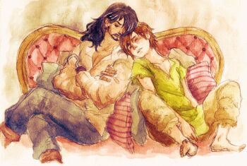 1boy black_footwear black_hair boots brown_hair bug captain_hook dress fairy feathers fly fly_agaric fuckyoufolks green_dress green_eyes green_hat green_shirt green_tunic hat hat_feather highres holding holding_sword holding_weapon hook inker_bell_(novel_character) insect leaf moon mushroom peter_pan_(novel) pointy_ears red_feathers shirt short_hair sword tinker_bell_(disney) toon_(style) tunic walt_disney's_peter_pan watermark weapon