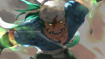 1boy 91007 animal_ears bandana blood blood_on_clothes blood_on_face commentary_request fire_emblem green_hair highres male_focus muarim_(fire_emblem) muscular muscular_male nintendo tiger_boy white_bandana