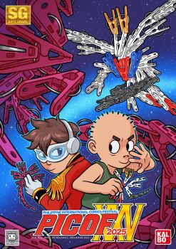 2025 2boys artist_collaboration artist_self-insert bald black_eyes box_art brand_name_imitation brown_eyes brown_hair clothes_pin cosplay doobiedoo_(character) doobiedoo_(comic) epaulettes fake_box_art goggles green_shirt gundam gundam_epyon heero_yuy heero_yuy_(cosplay) highres mask military_uniform multiple_boys philippines roland_amago shirt sleeveless sleeveless_shirt tarantadong_kalbo wing_gundam_zero zechs_merquise zechs_merquise_(cosplay)