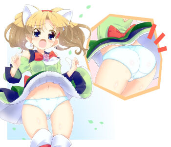 Rule 34 | 1girl, ass, blonde hair, blue bow, bow, bow panties, cameltoe, jewelpet (series), jewelpet twinkle, miria marigold mackenzie, panties, twintails, underwear, white panties