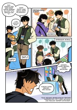 2girls 3boys absurdres arcade areuwuu belt black_hair black_shirt bob_cut commentary computer english_commentary grin han_sooyoung hand_in_pocket highres holding holding_phone id_card indonesian_text jacket kim_dokja laptop lee_gilyoung looking_at_another multicolored_jacket multiple_boys multiple_girls notice_lines omniscient_reader&#039;s_viewpoint people phone qr_code shin_yoosung shirt shirt_tucked_in short_hair smile translation_request two-tone_jacket yoo_joonghyuk