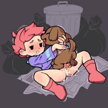 1boy 1girl animal_ears animal_penis anus ass bestiality blush boney closed_eyes clothed_sex cum cum_in_pussy dog dog_penis gummuru huge_penis knotted_penis knotting kumatora loli missionary mother_(series) mother_3 nintendo open_mouth penis pink_hair sex short_hair sweat testicles tongue tongue_out vaginal veins veiny_penis