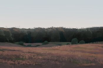 absurdres blue_sky clear_sky commentary day highres hill landscape mountainous_horizon nature no_humans original outdoors painterly scenery sky symbol-only_commentary tree twulfs