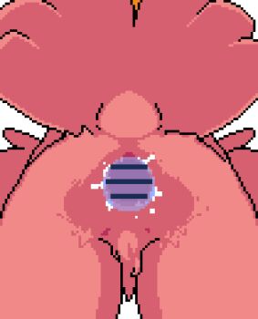 1boy 1girl akai_(ugokashitari) animated animated_gif ass bar_censor bestiality blonde_hair censored cloaca commentary_request cum cum_in_cloaca cum_overflow from_behind furry harpy harpy_(akai) loli monster_girl original partial_commentary pixel_art sex simple_background white_background