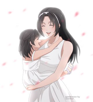 2girls absurdres black_hair dress highres kassichan kazama_jun kazama_mikoto mother_and_child mother_and_daughter multiple_girls namco tekken white_dress