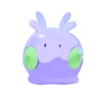 Rule 34 | animal focus, black eyes, closed mouth, commentary request, faux traditional media, full body, gen 6 pokemon, goomy, highres, looking at viewer, nintendo, no humans, pokemon, pokemon (creature), shiratsuyu mone, simple background, solo, white background